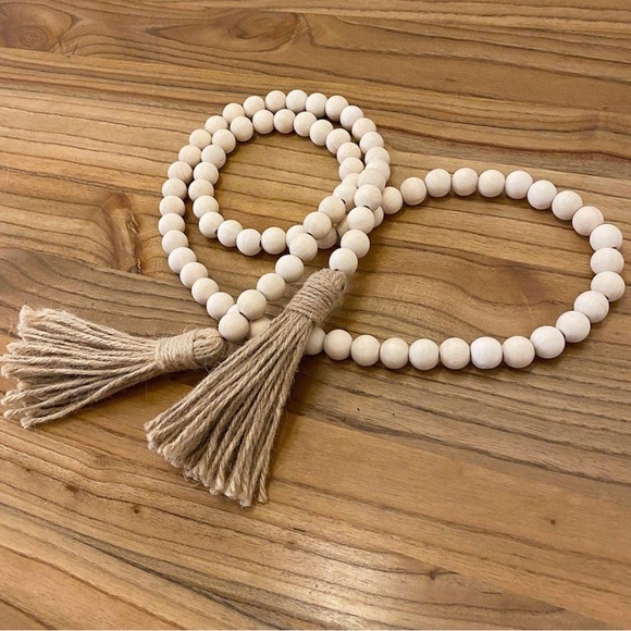 NWT Farmhouse 58in Wood Beads Rustic Country Decor Prayer Boho Wall Hanging - Picture 8 of 13